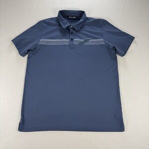 Travis Mathew Short Sleeved Blue Striped Cotton/Poly Polo Golf Shirt Men's XL